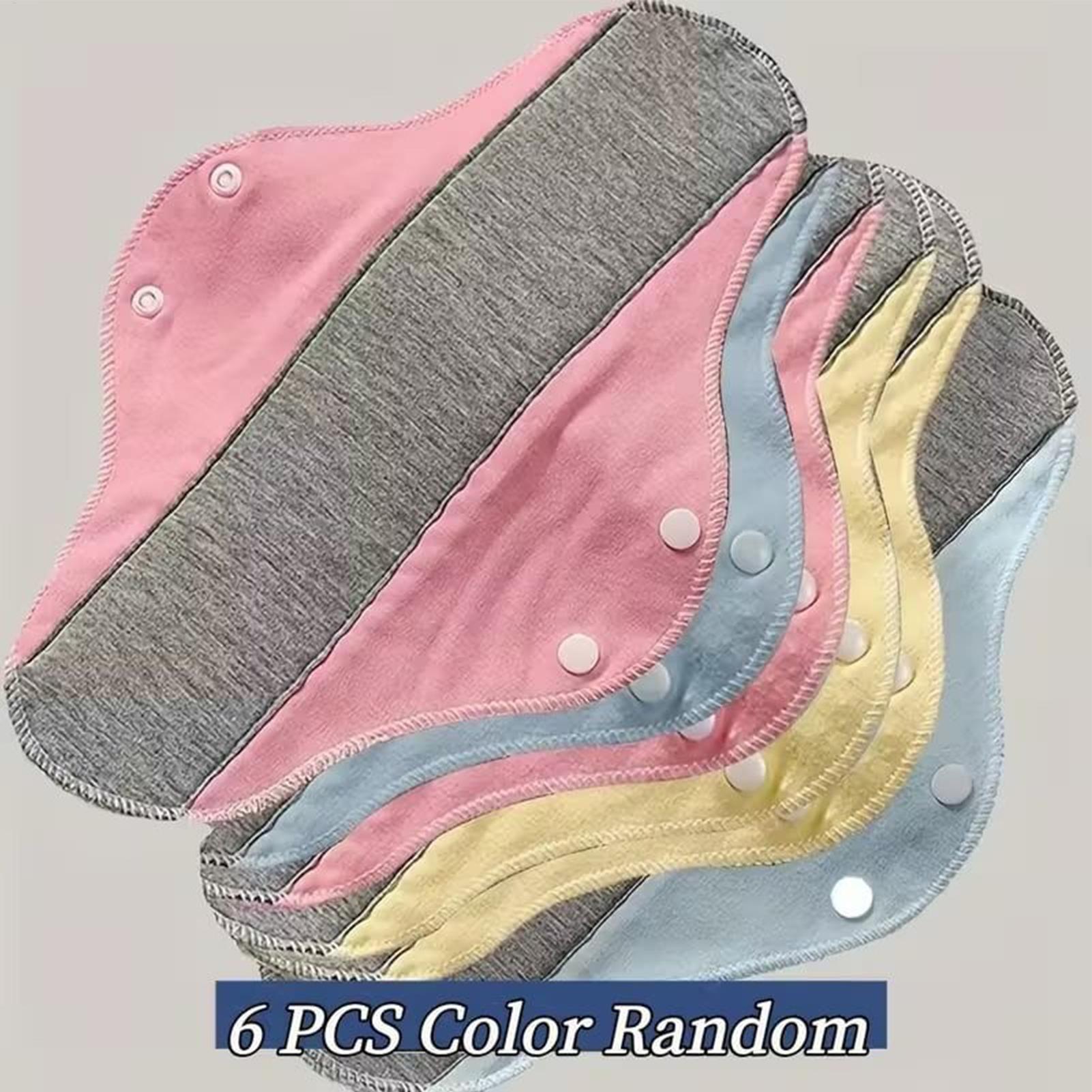 Cloth Pad Reusable - ผ้าอนามัยแบบซักได้ 6 ชิ้น ผ้าอนามัยแบบใช้ซ้ำได้ ลายสวยงาม สำหรับผู้หญิง